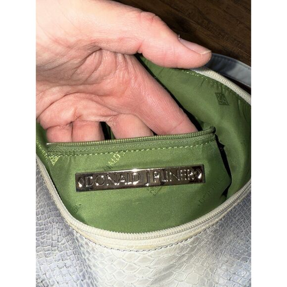 DONALD J PLINER Leather Crescent Shoulder Bag Hobo Purse White Blue Metallic - Picture 14 of 16